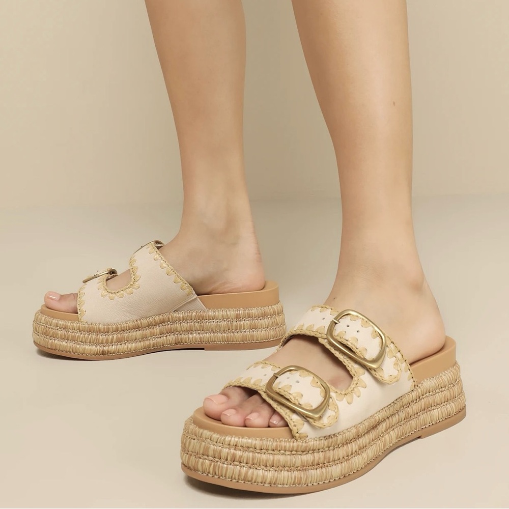 NEW DOLCE VITA BEIGE ESPADRILLE PLATFORM SANDALS - Picture 13 of 13